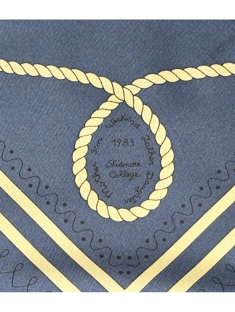 Vintage 1983 Skidmore College Parents' Weekend Nautical Handkerchief 13" Sq EUC